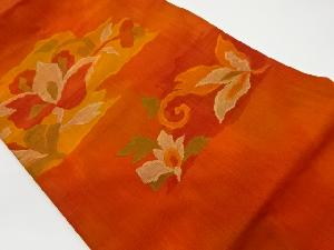 リサイクル　手織紬花唐草模様織出し名古屋帯